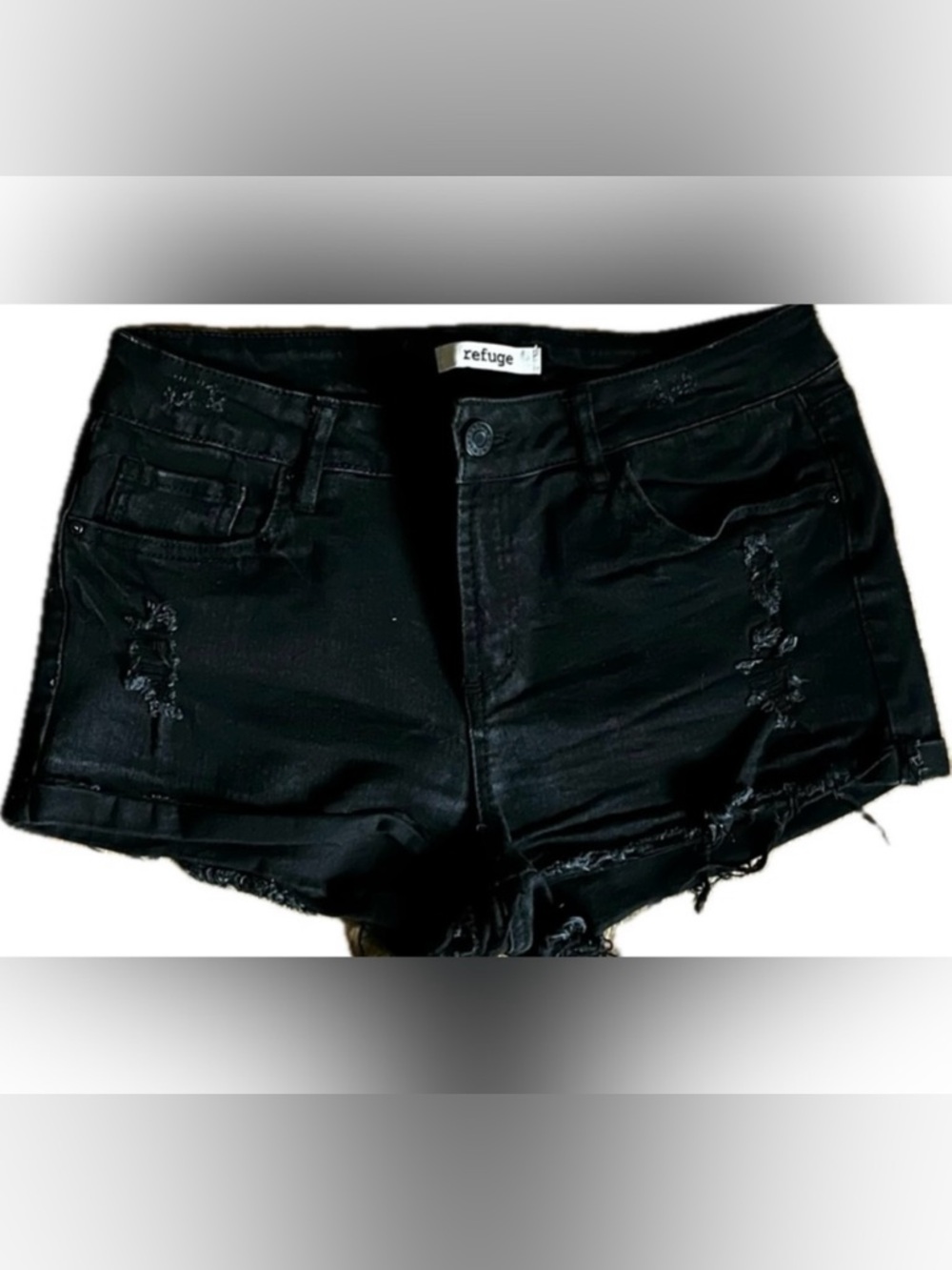 Refuge distressed black denim shorts. Black. Women’s Size 8